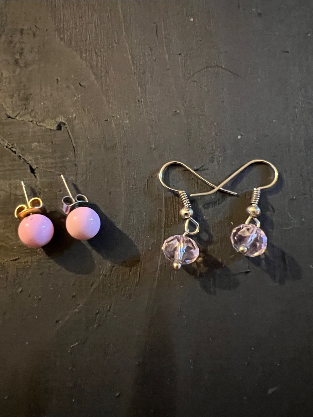 Pink Bead & Crystal Drop Women's Earring Set
